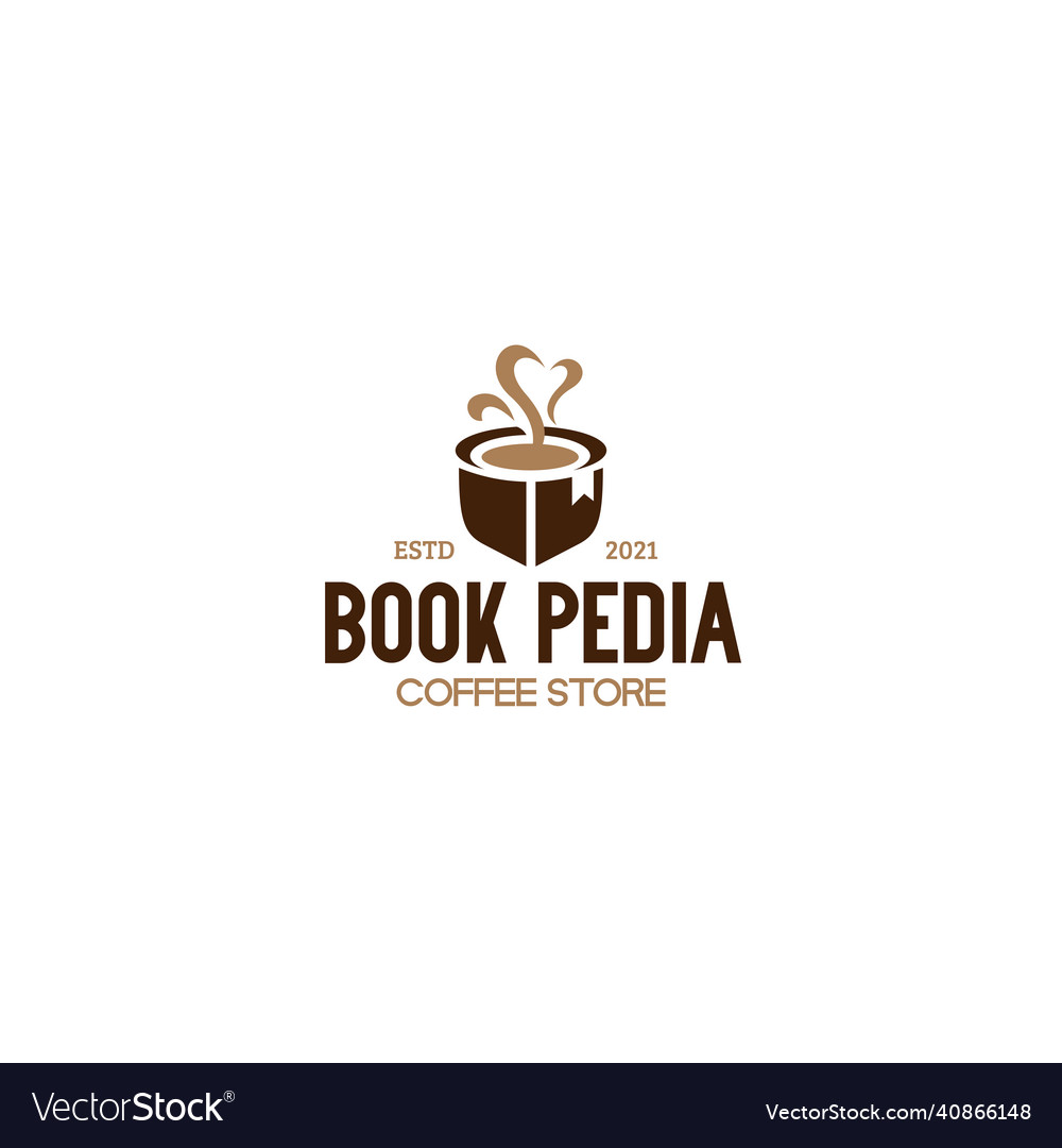 Modernes Buch Pedia Coffee Store Glas Logo Design vector image Modernes Buch Pedia Coffee Store Glas Logo Design