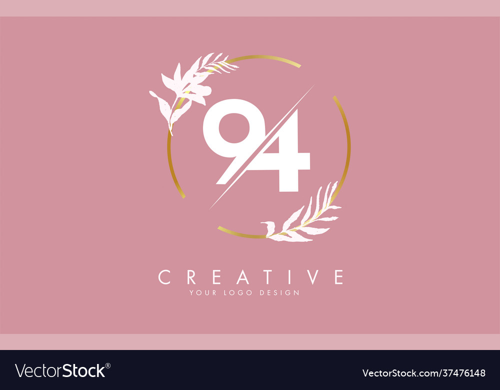 Number 94 9 4 logo design with golden circle Vector Image