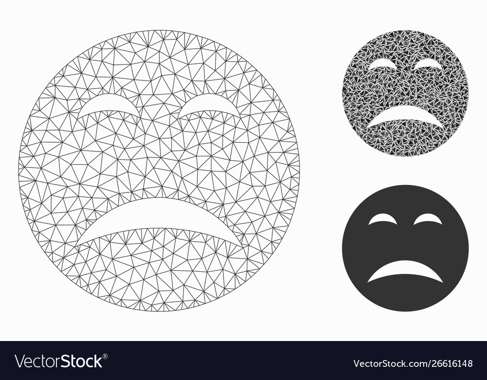 Pity smiley mesh 2d model and triangle vector image Pity smiley mesh 2d model and triangle