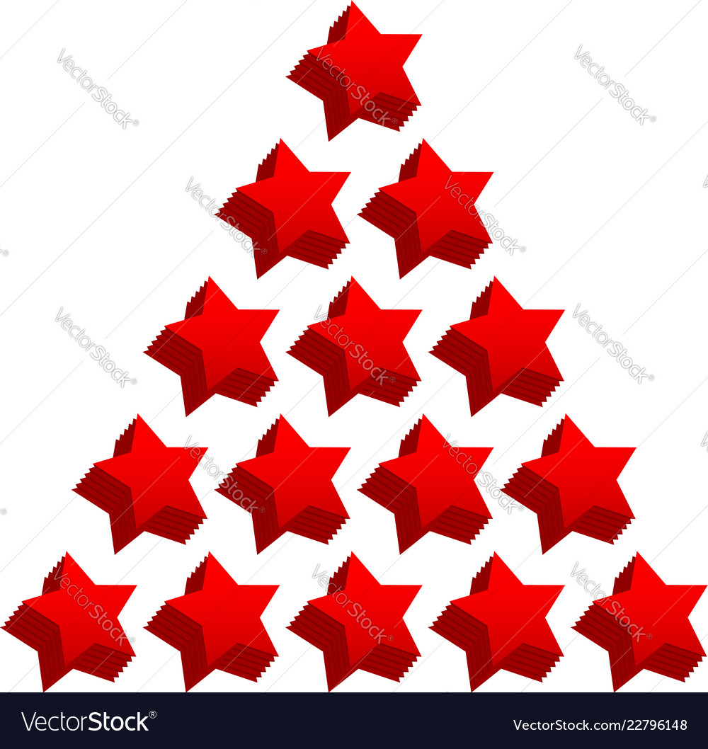 Red star composition 3d stars in triangular form