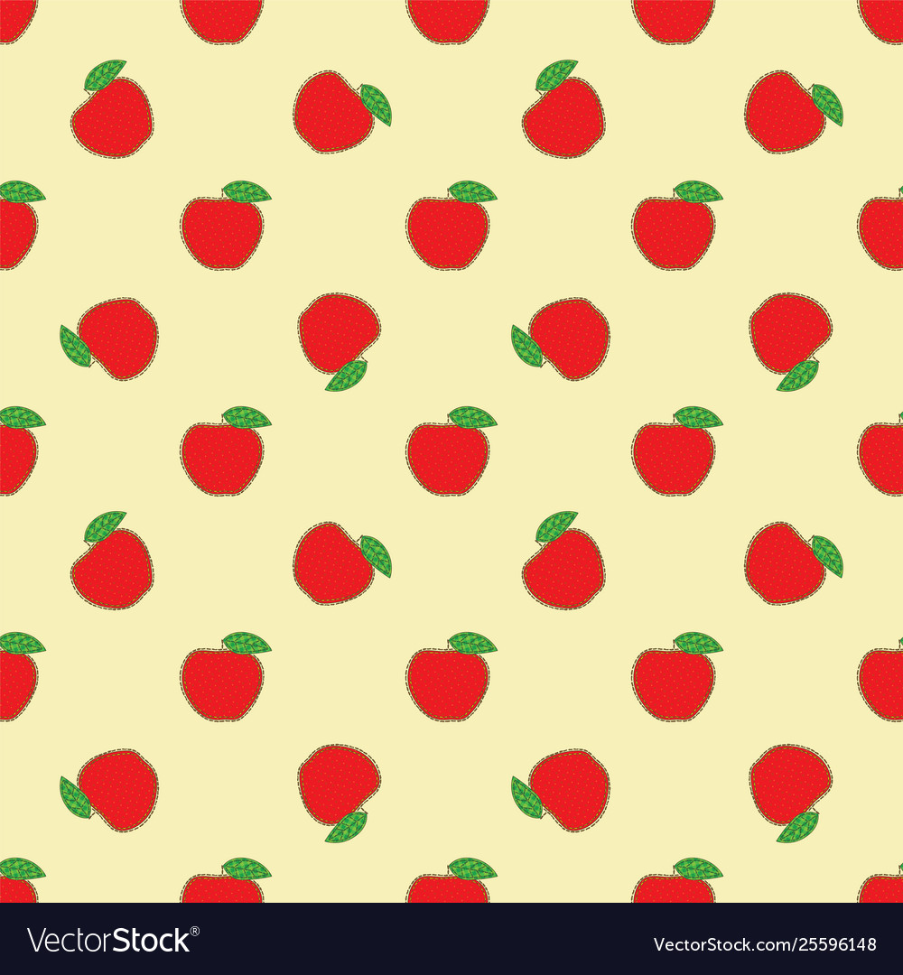 Seamless pattern with patchwork red apples vector image Seamless pattern with patchwork red apples