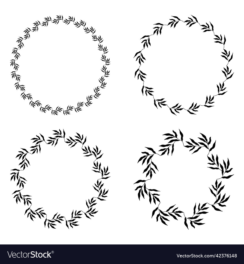 Set of circle botanical frames vector image Set of circle botanical frames