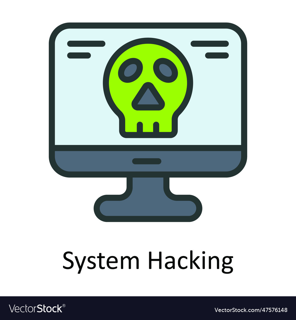 System hacking fill outline icon design ill