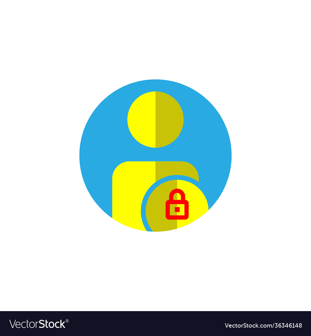 User flat icon with lock editable stroke simple
