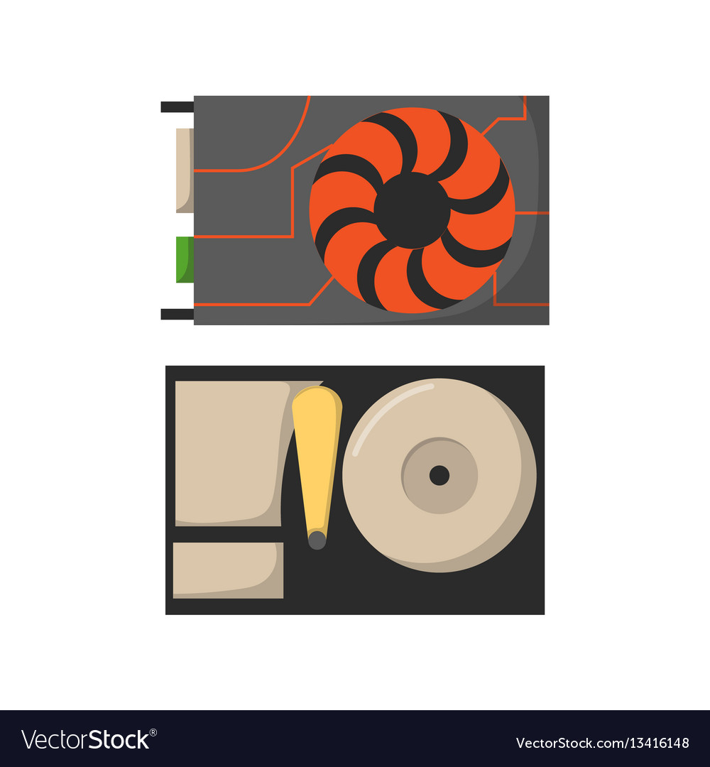 Video card with three outputs computer technology vector image Video card with three outputs computer technology