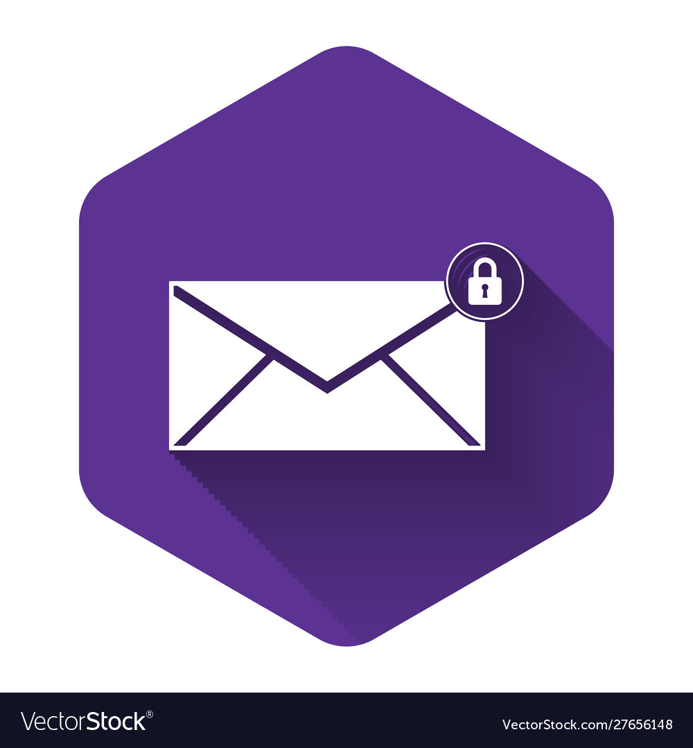 White email message lock password icon isolated