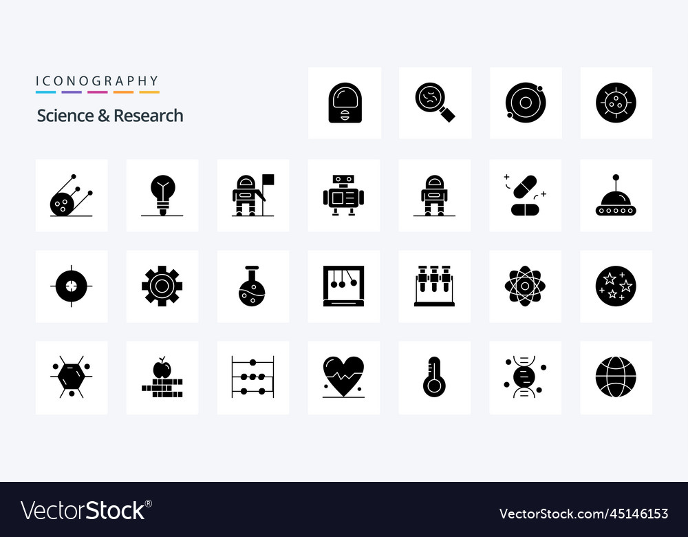 25 Science Solid Glyph Icon Pack Royalty Free Vector Image 8449