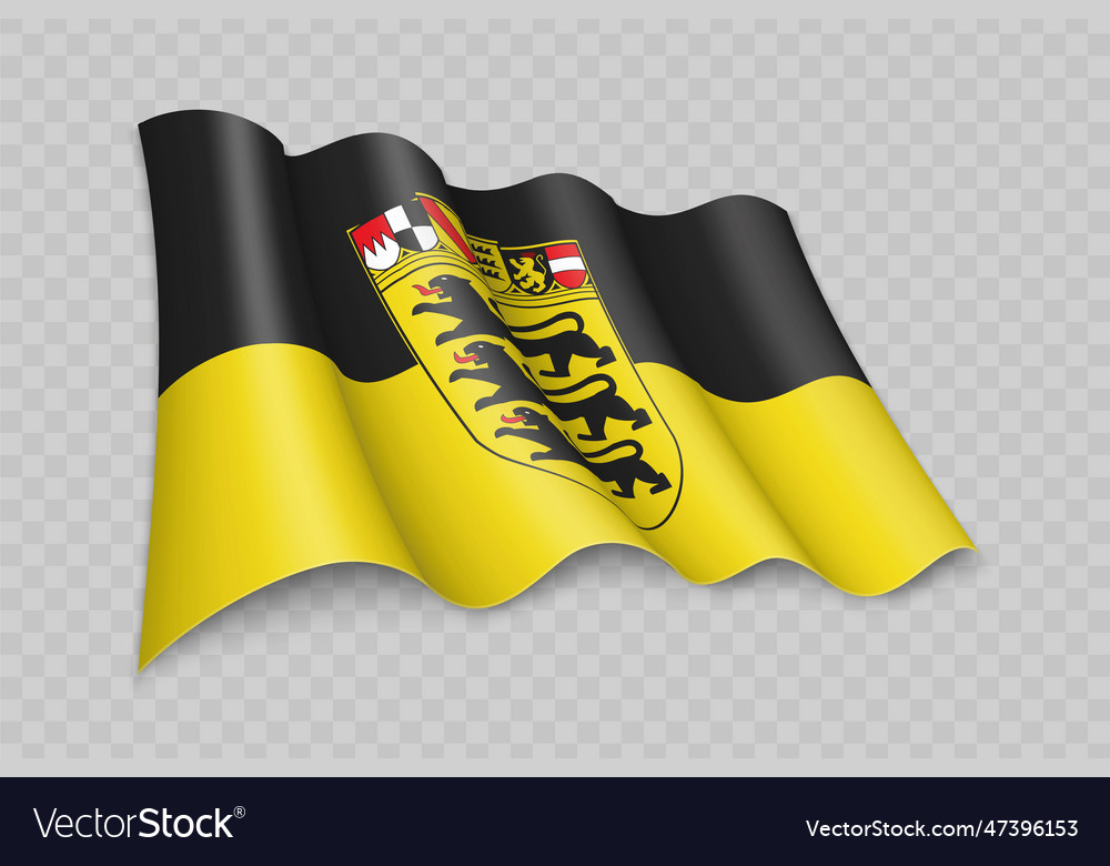 3d Realistic Waving Flag Of Baden-w Rttemberg Is Vector Image