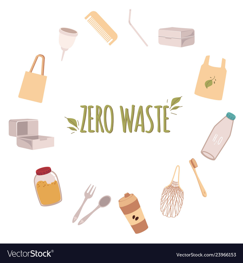 A frame of eco friendly objects around the text