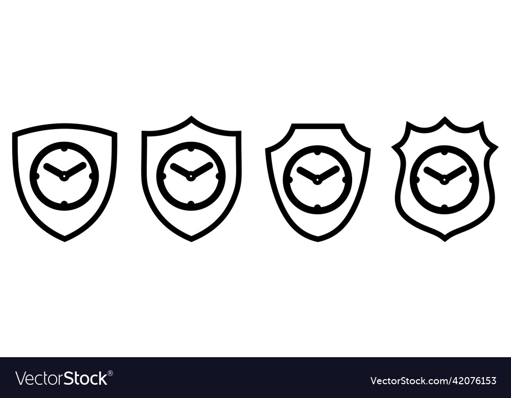 Analog watch clock inside shield icon time vector image Analog watch clock inside shield icon time