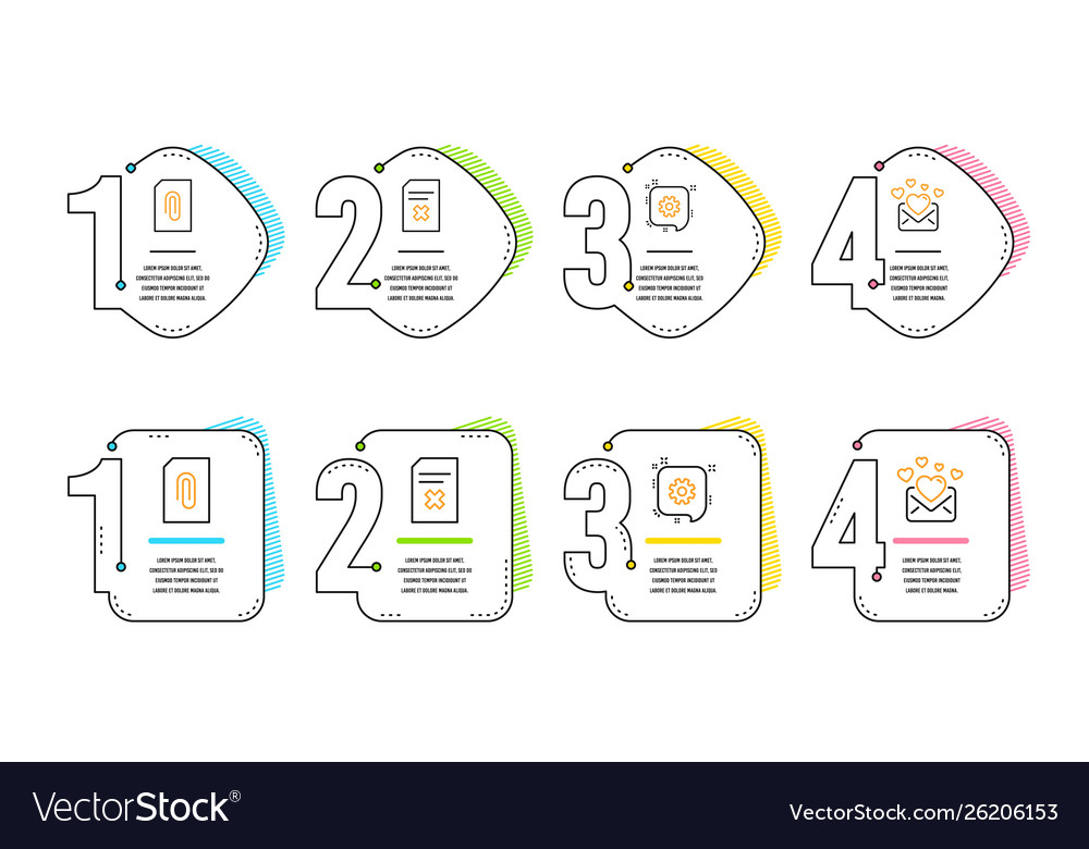 Cogwheel attachment and delete file icons set vector image Cogwheel attachment and delete file icons set