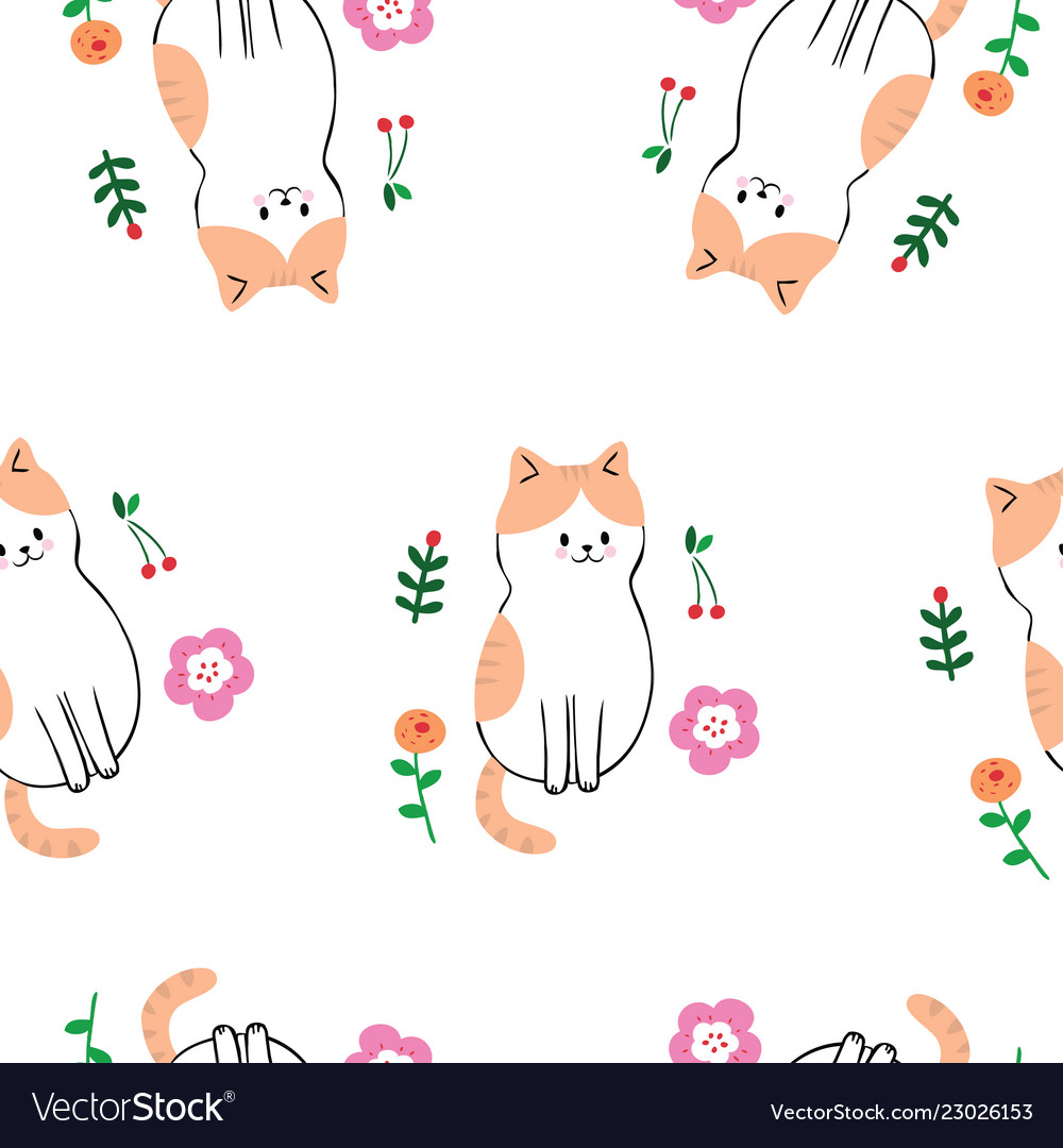 Cute seamless pattern colorful cat