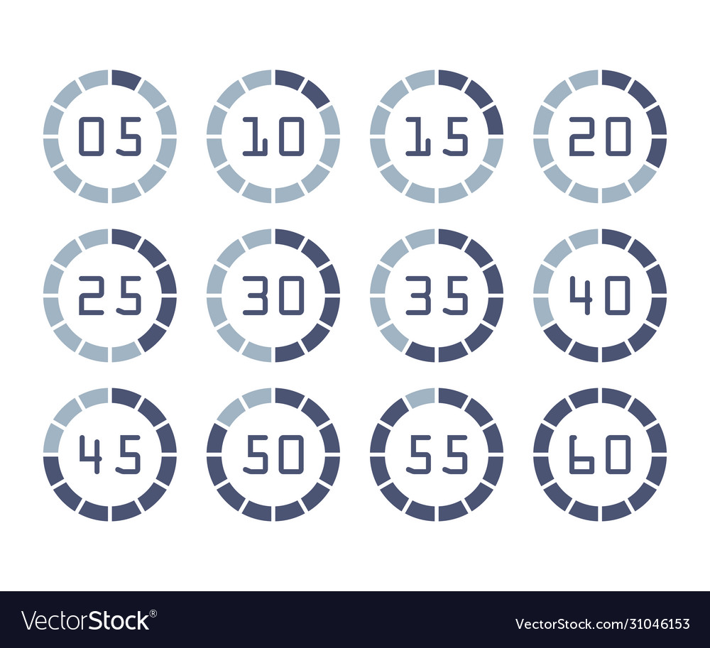 Dial timer and stopwatch set in a flat vector image Dial timer and stopwatch set in a flat