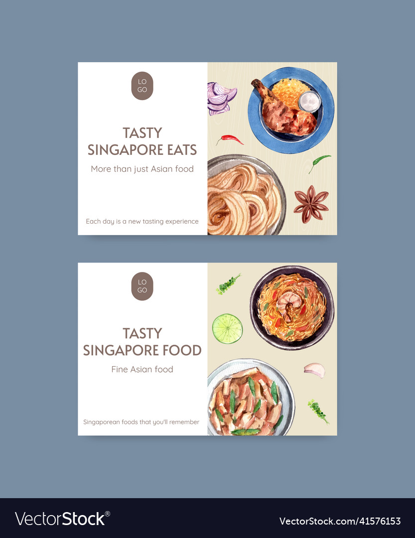 Facebook template with singapore cuisine Vector Image