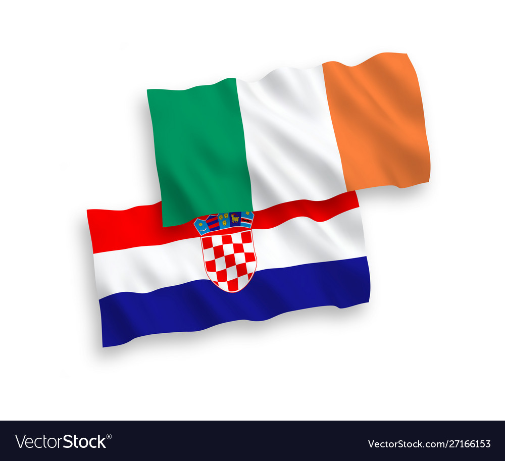 Flags ireland and croatia on a white background