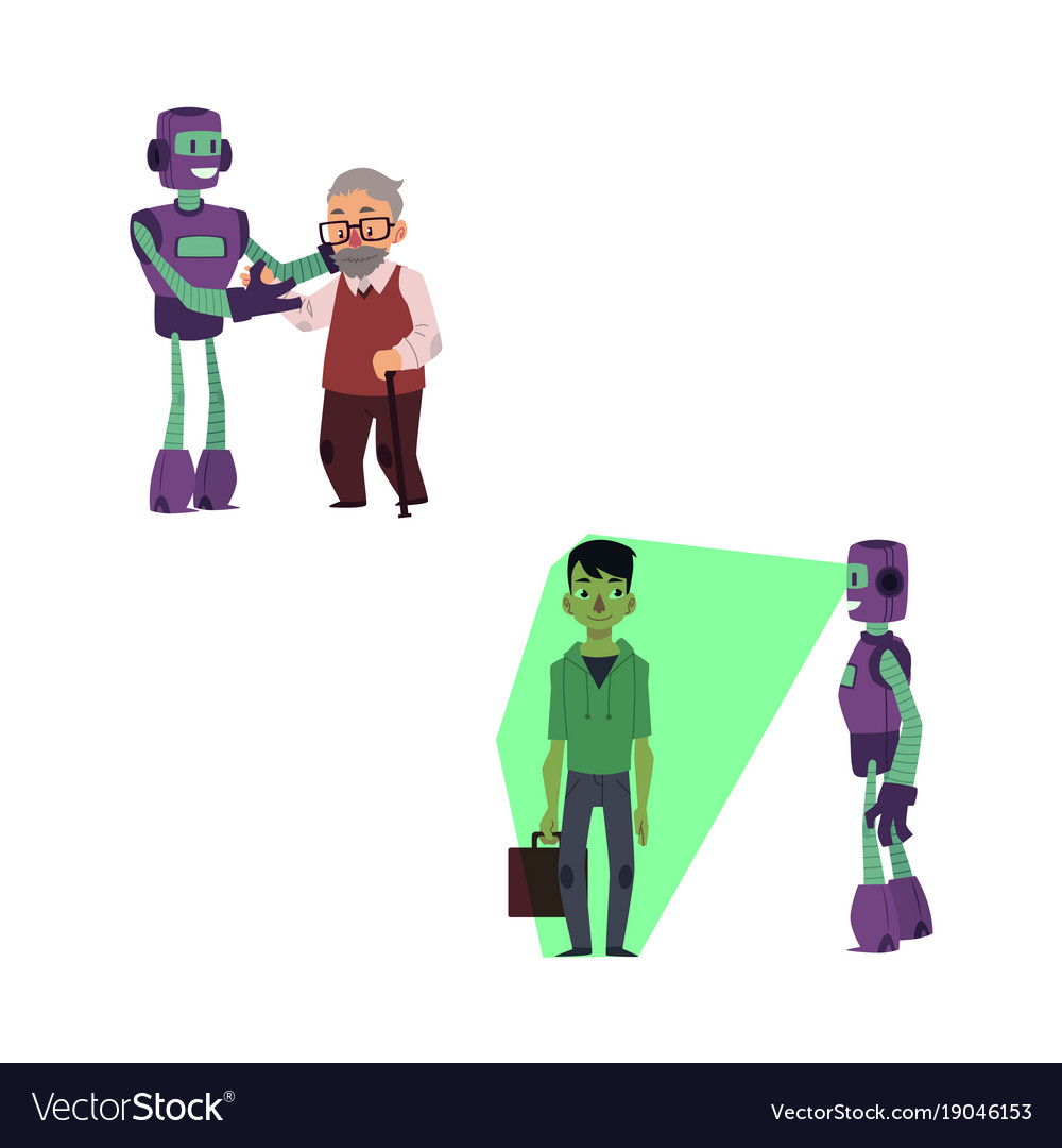 Flat robots people interaction scenes set