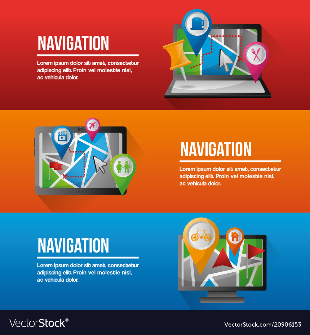 Gps navigation application vector image Gps navigation application