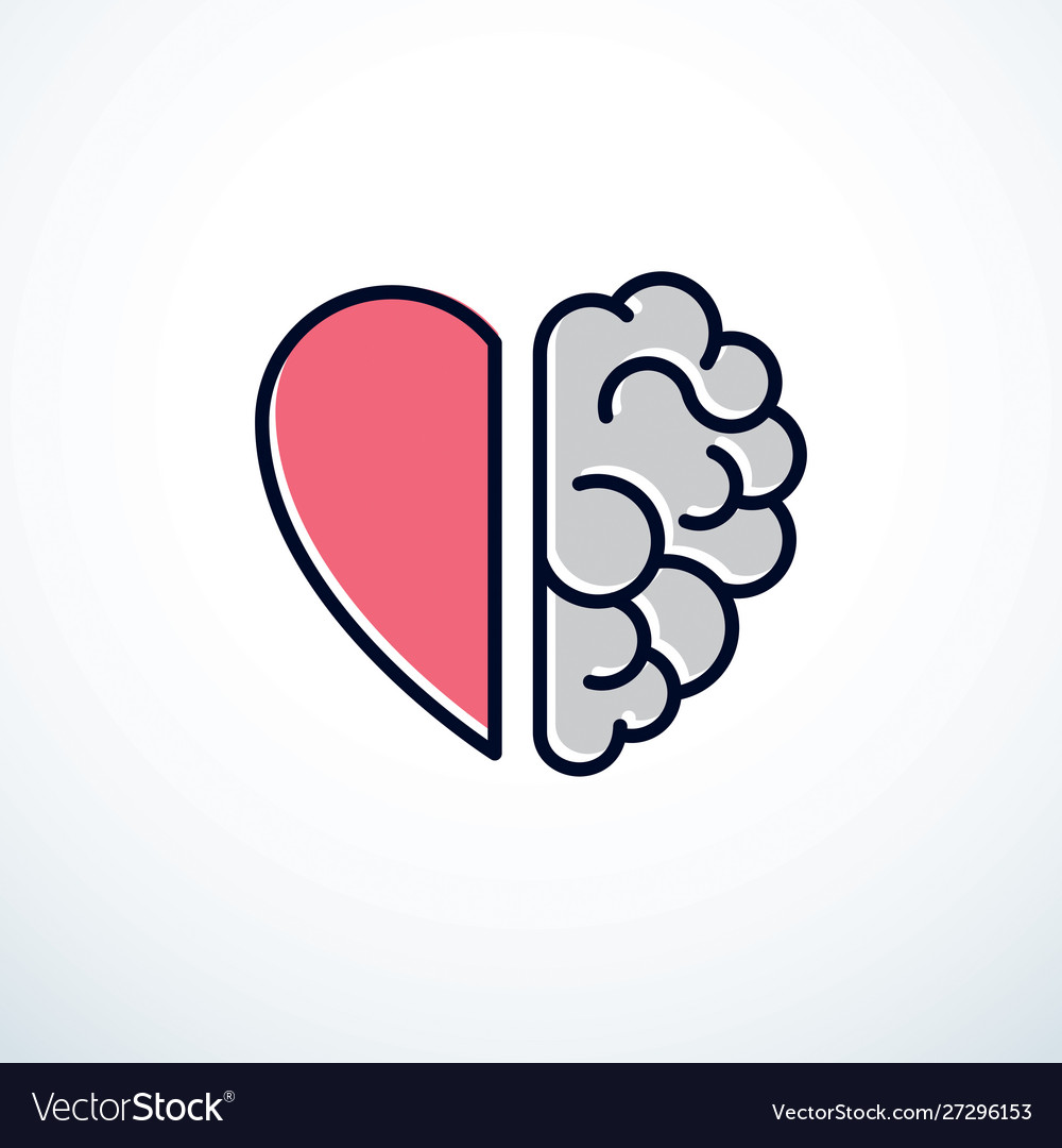 Heart and brain concept conflict between emotions