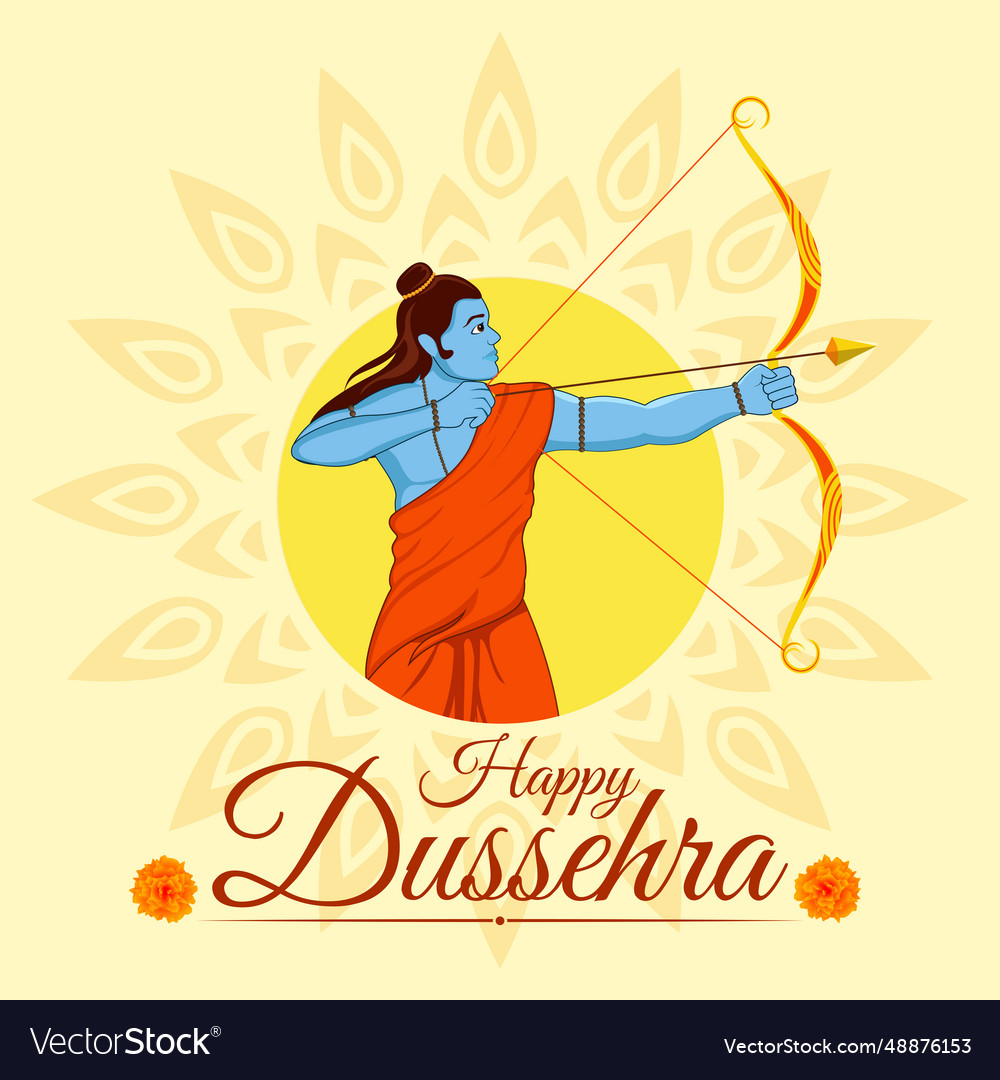 Hindu god lord ram with arrow and bow Royalty Free Vector