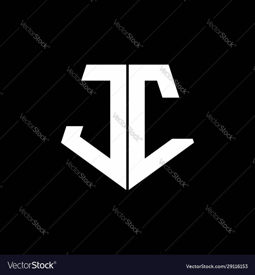 Jc logo monogram with pentagon shape style design Vector Image