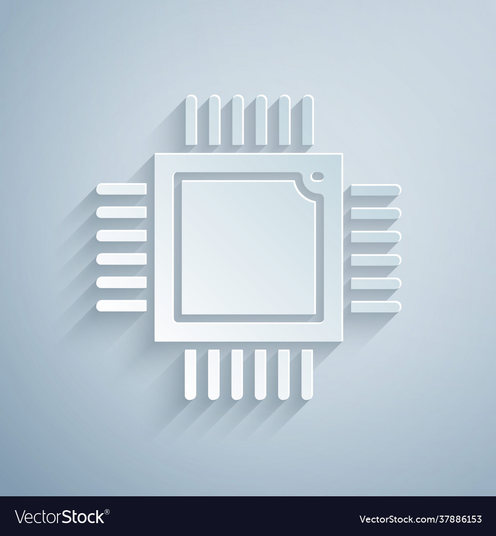 Paper cut computer processor with microcircuits vector image Paper cut computer processor with microcircuits
