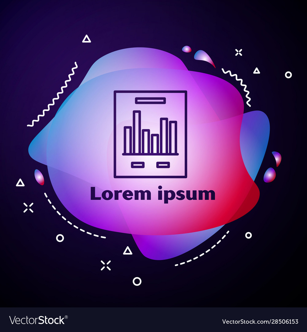 Purple line document with graph chart icon vector image Purple line document with graph chart icon