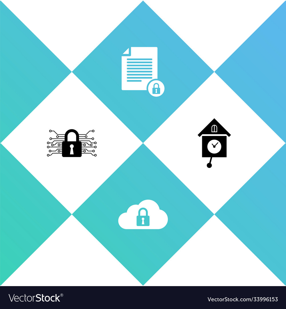 Set cyber security cloud computing lock document Vector Image Set cyber security cloud computing lock document
