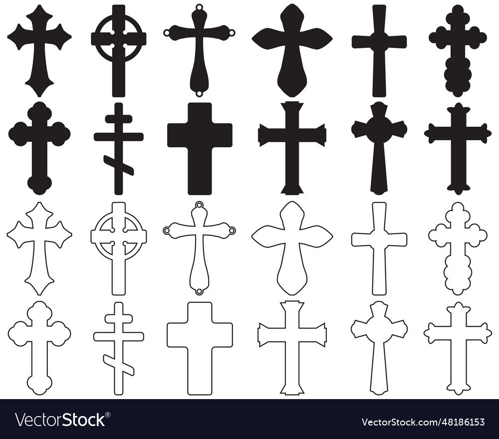 Silhouettes of different crosses Royalty Free Vector Image