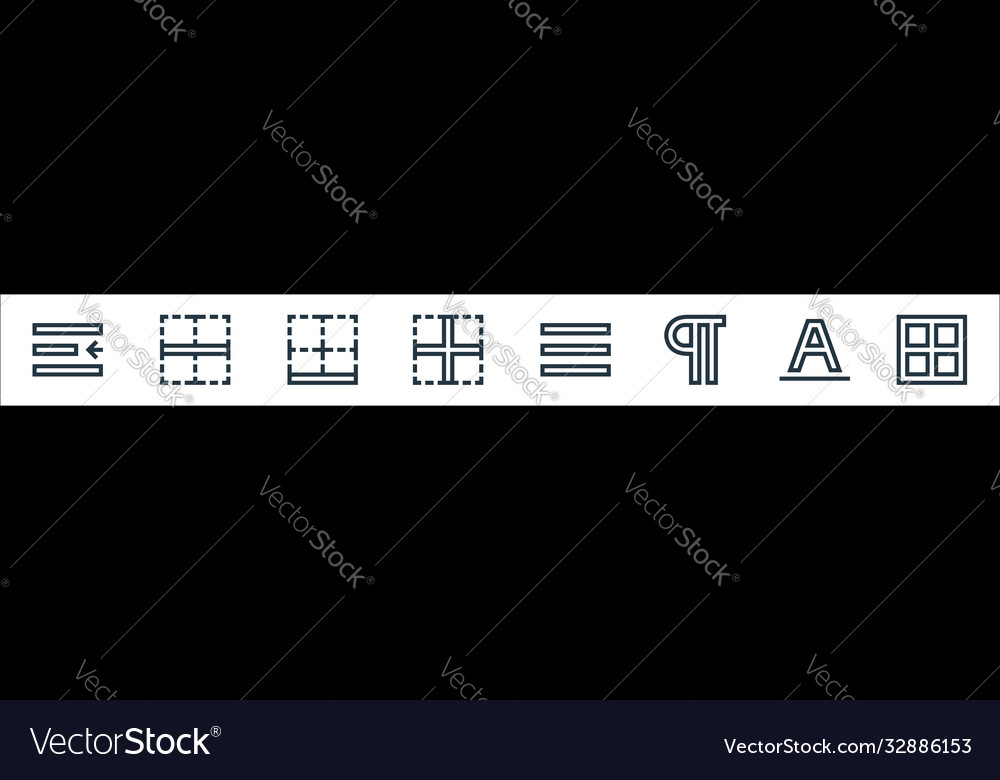 Text editor line icons linear set quality vector image Text editor line icons linear set quality