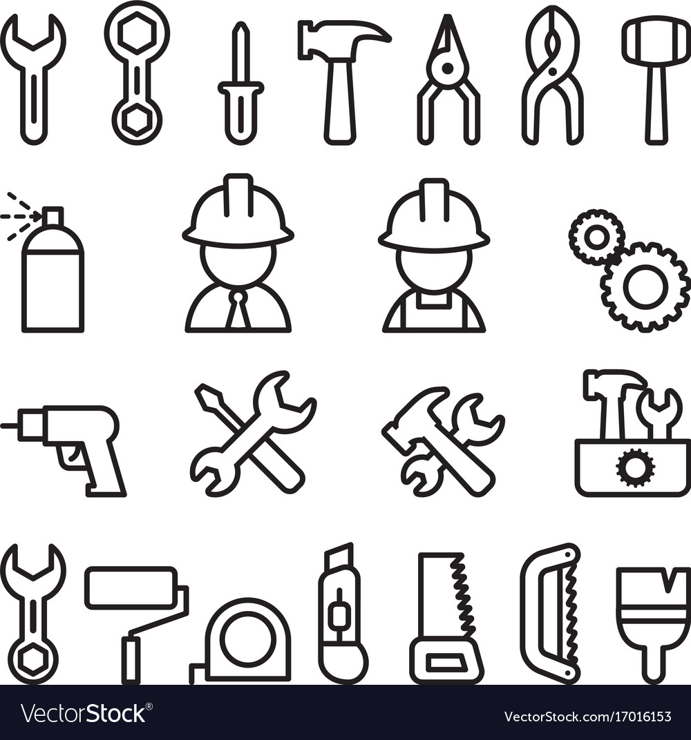 Tools icon set in thin line style Royalty Free Vector Image