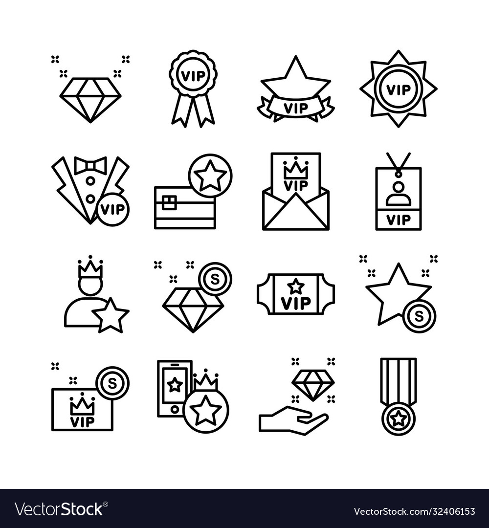 Vip line icon set royalty program exclusive di