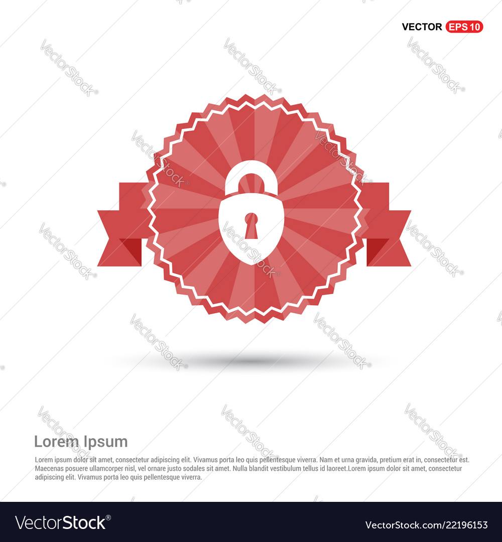 Web lock icon - red ribbon banner