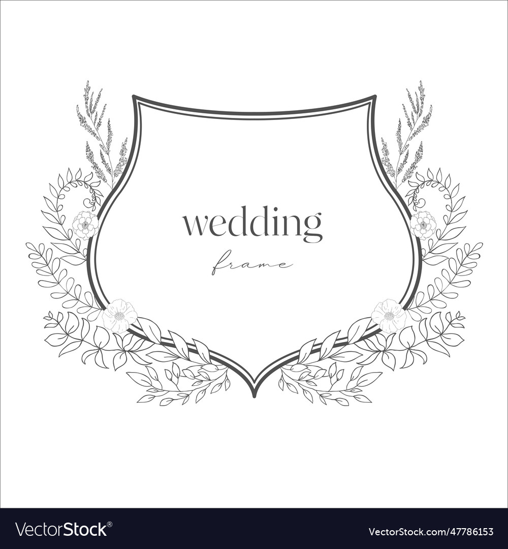 Hochzeit Crest mit Blumen auf dem weißen Hintergrund vector image Hochzeit Crest mit Blumen auf dem weißen Hintergrund