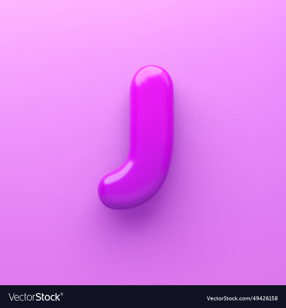 3d purple letter j with a glossy surface