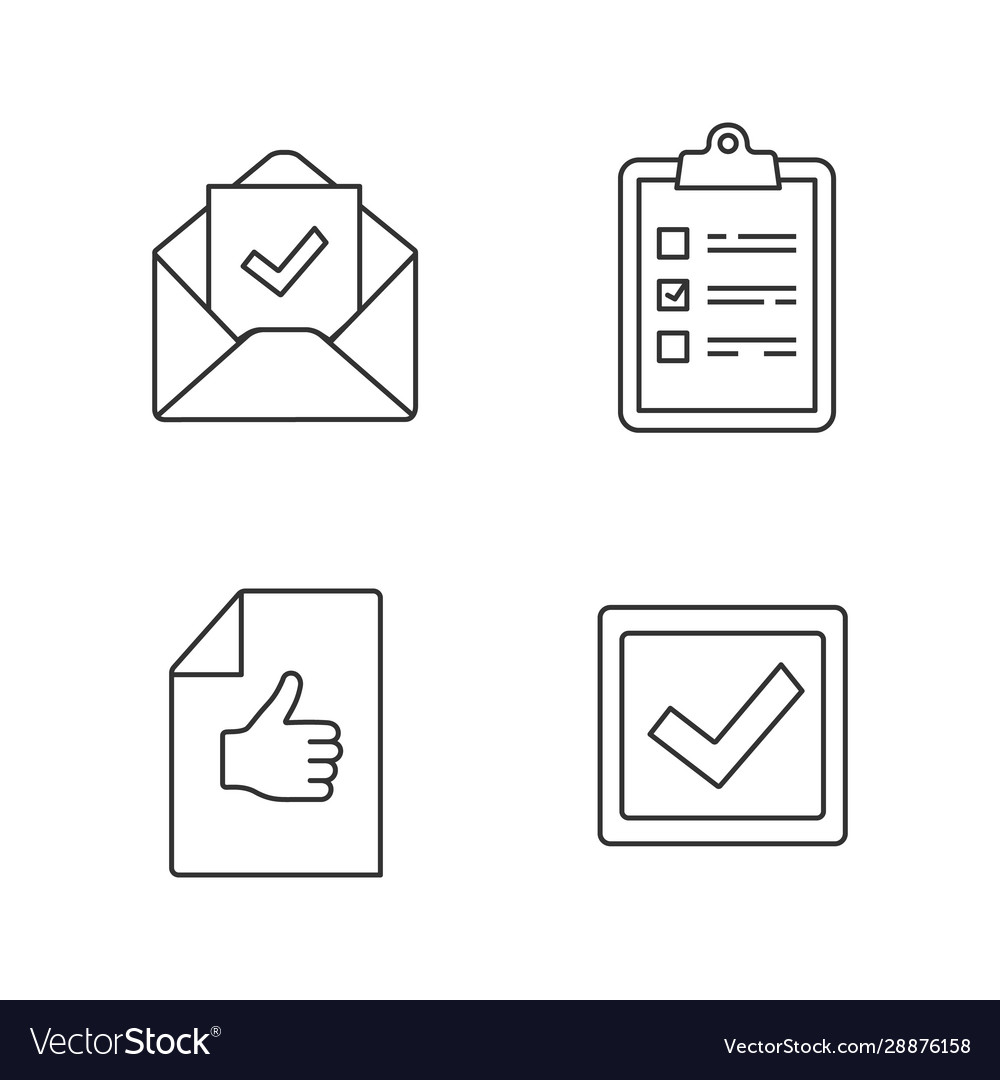 Approve linear icons set Vector Image Approve linear icons set