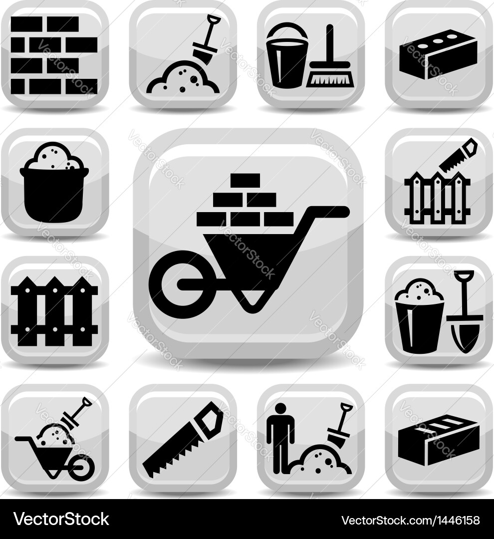 Bricklayer icons Royalty Free Vector Image - VectorStock