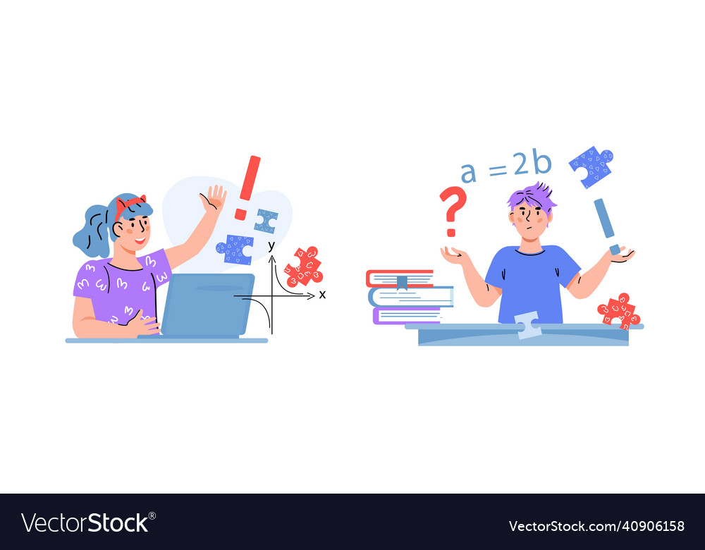 Children learning online at home or at school Vector Image