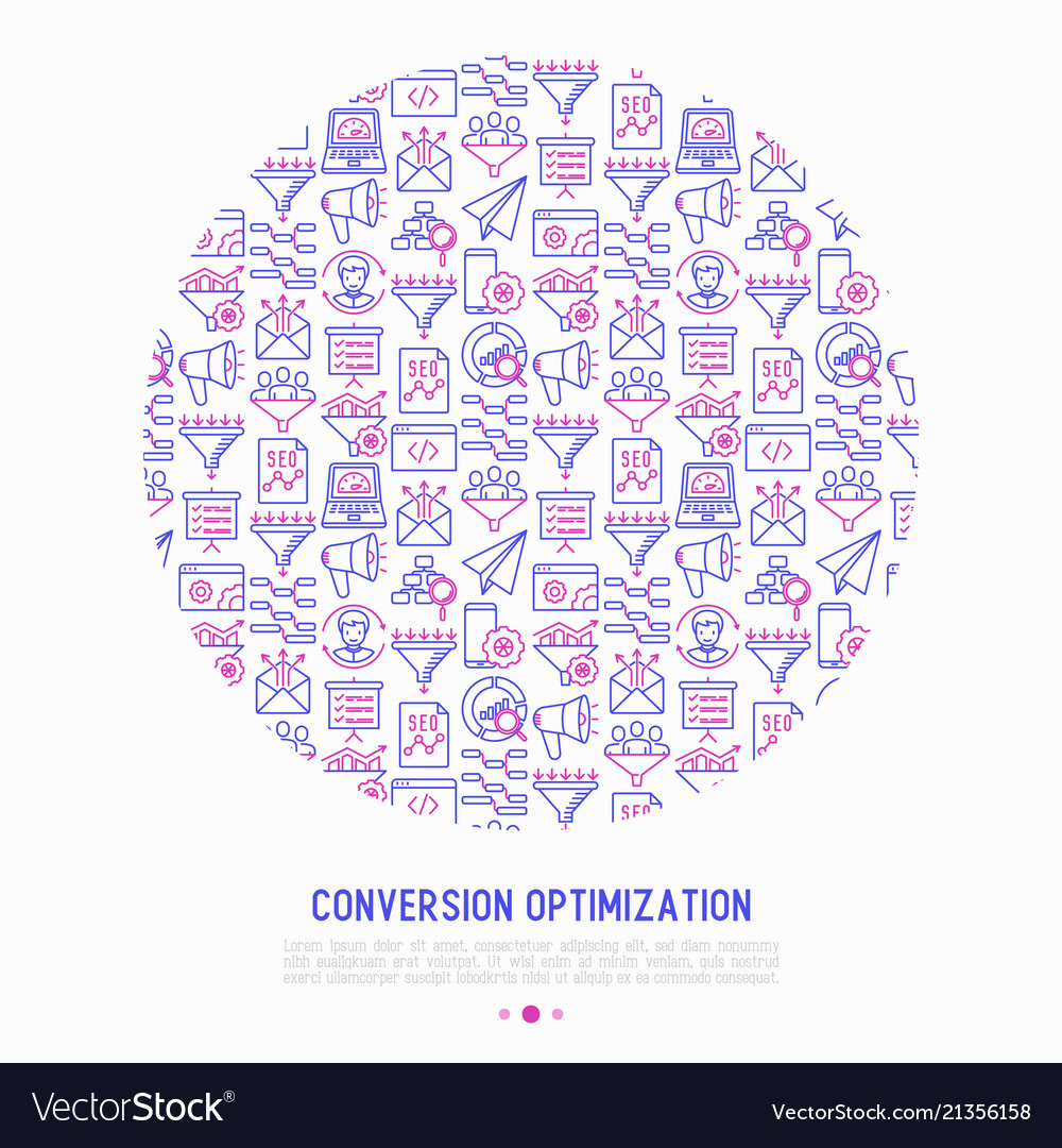 Conversion optimization concept in circle vector image Conversion optimization concept in circle