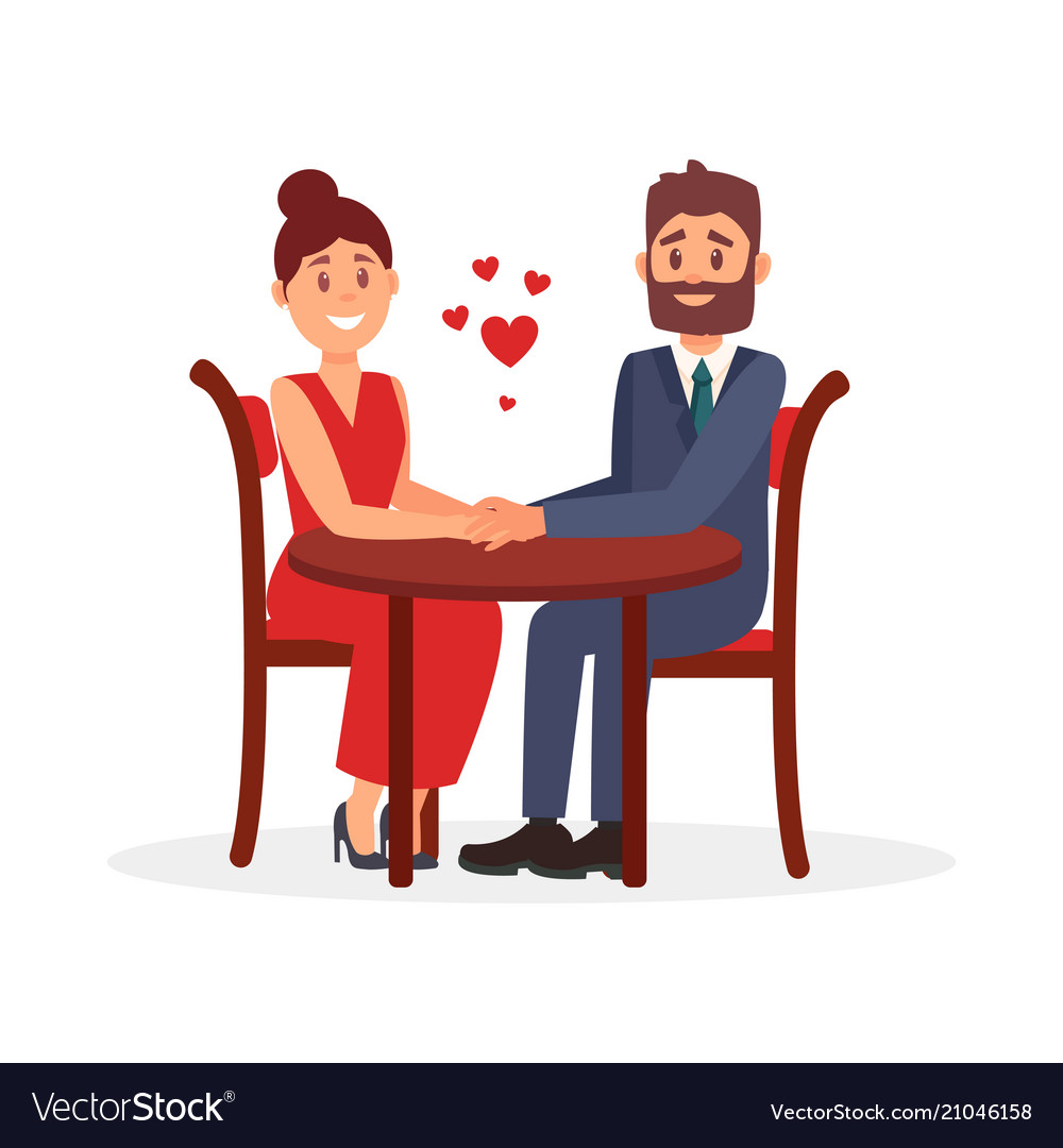 Couple Of Lovers Sitting At Table In Restaurant Vector Image