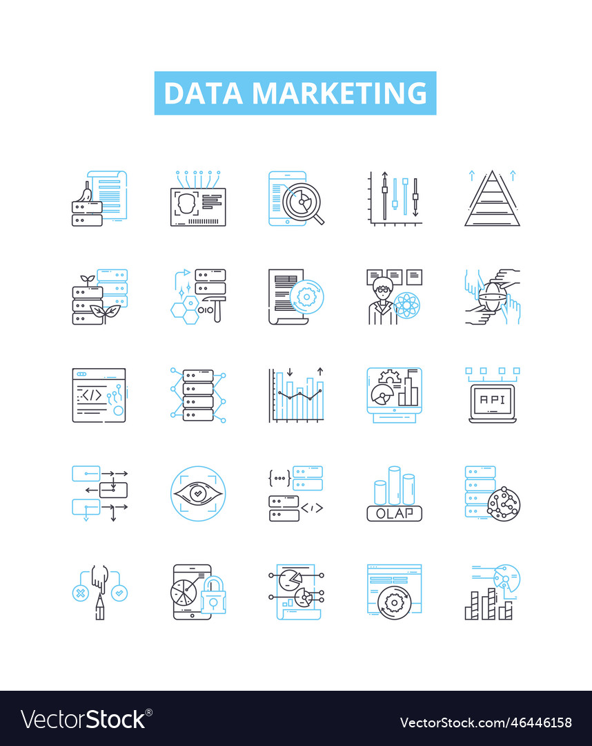 Data marketing line icons set