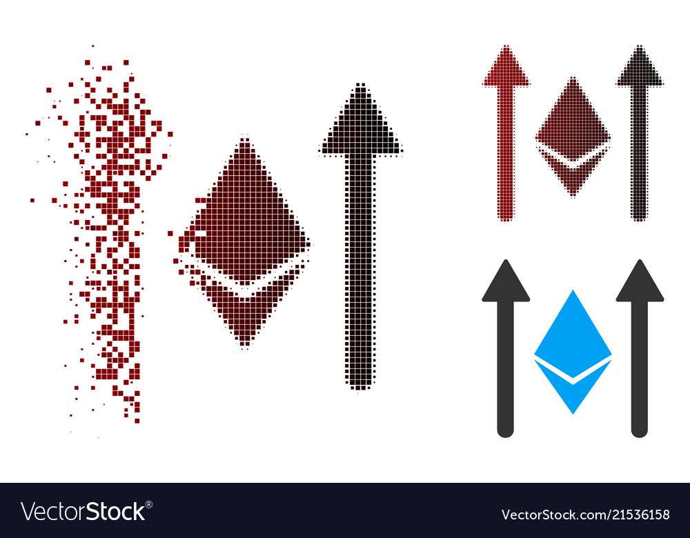 Dissolving pixel halftone ethereum crystal send Vector Image Dissolving pixel halftone ethereum crystal send
