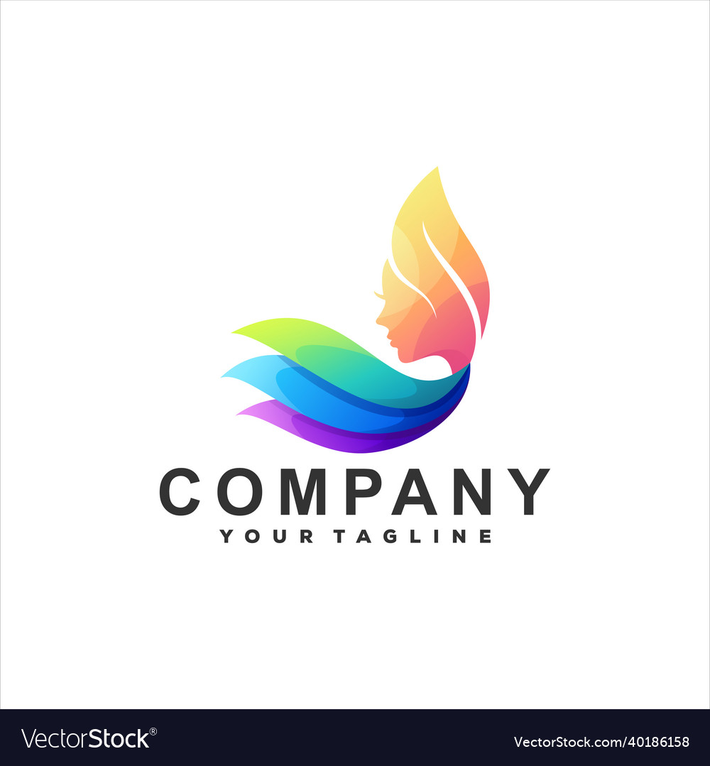 Lady color gradient logo design