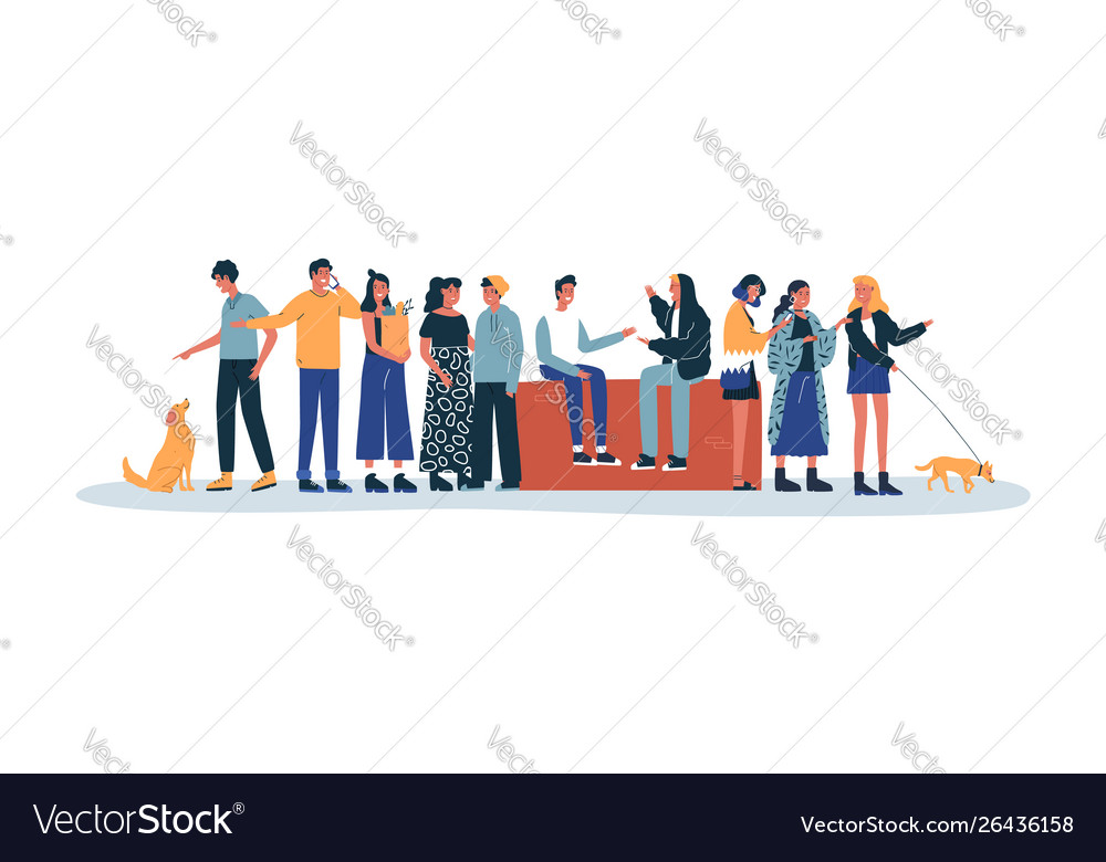 People doing daily life activity friends and pets Vector Image