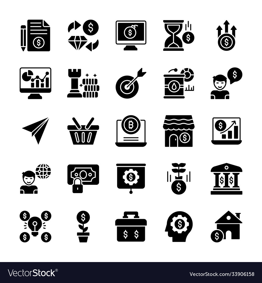 Portfolio investment glyph icons Royalty Free Vector Image