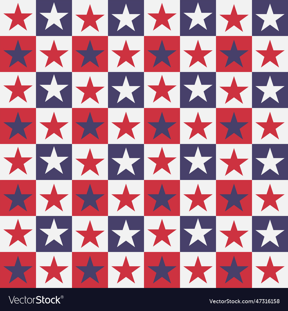 Red blue checkered stars seamless pattern Vector Image