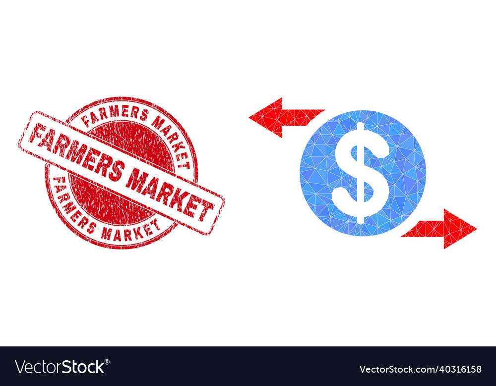 Rubber farmers market round badge and dollar