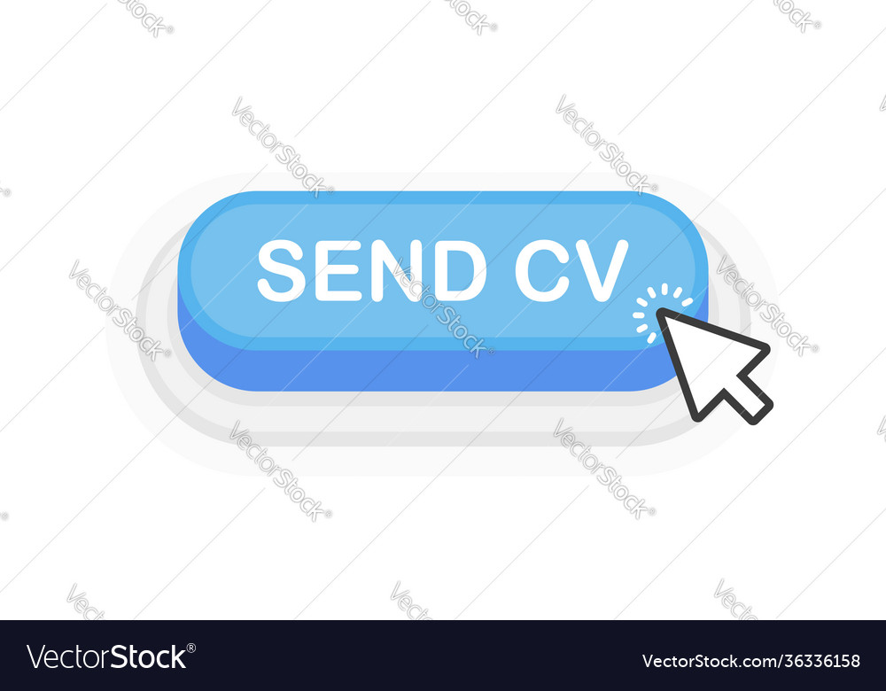 Send cv blue 3d button in flat style isolated vector image Send cv blue 3d button in flat style isolated