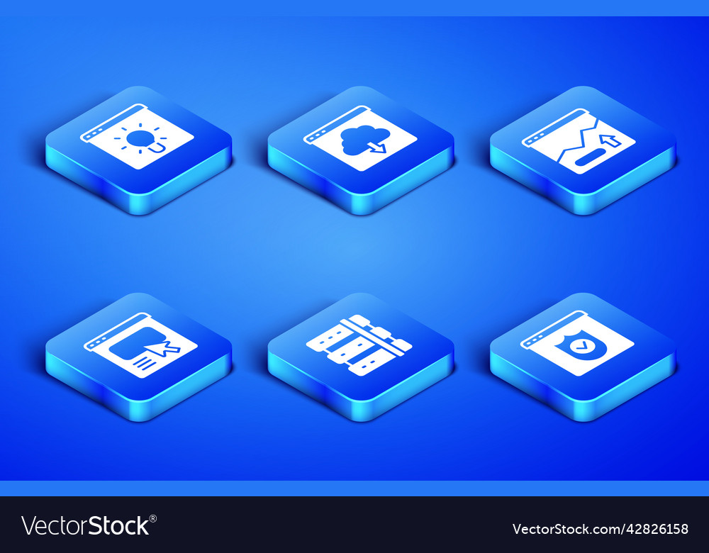 Set browser with shield window server ui or ux vector image Set browser with shield window server ui or ux