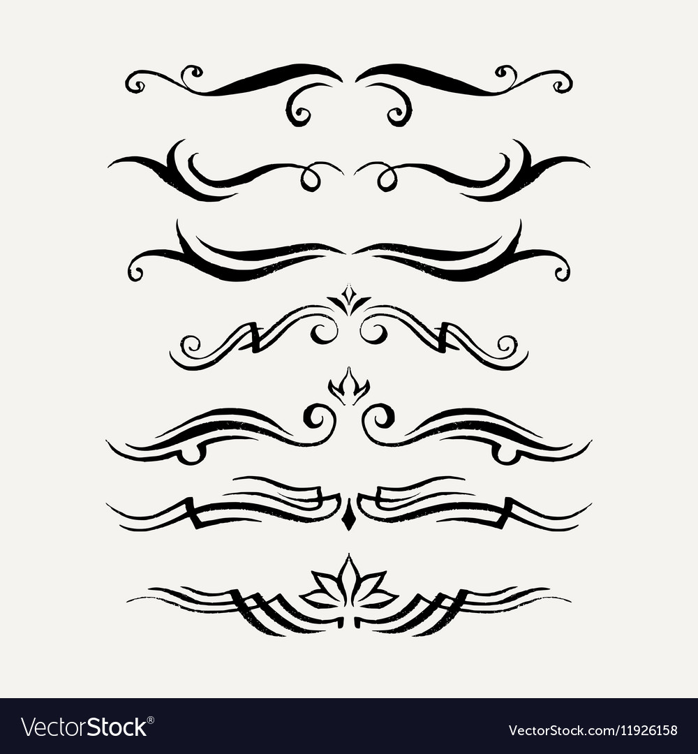 Set elegant curls and swirls elements