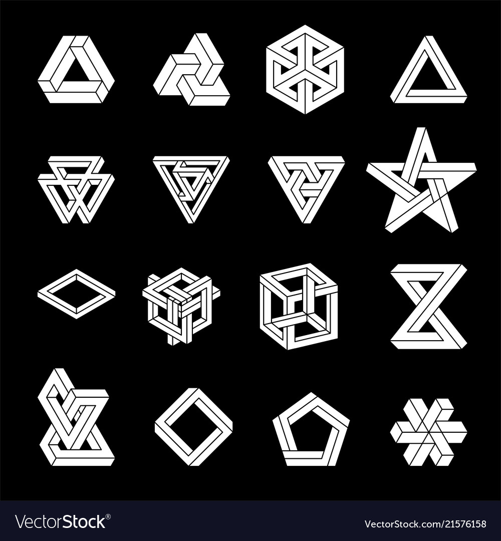 Set Of Impossible Shapes Optical Royalty Free Vector Image